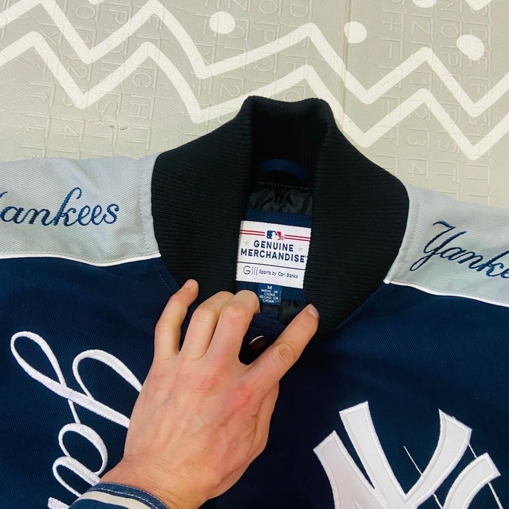 Vintage retro Ny New York Yankees embroidered letterman varsity jacket coat - Picture 10 of 13